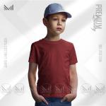 Maroon Kids Plain T-Shirt Premium Cotton Unisex Round Neck Short Sleeve