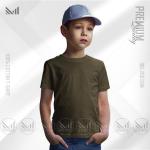 Olive Kids Plain T-Shirt Premium Cotton Unisex Round Neck Short Sleeve