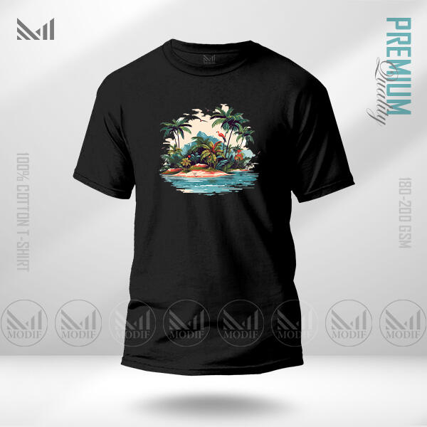 Sea Beach Adult Graphic T-Shirt Made With Premium Cotton Unisex Round Neck Short Sleeve