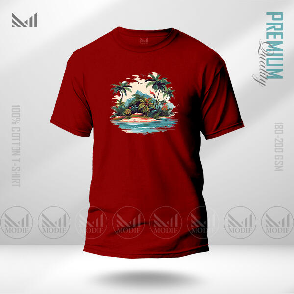 Sea Beach Adult Graphic T-Shirt Made With Premium Cotton Unisex Round Neck Short Sleeve