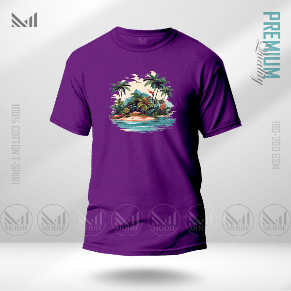 Sea Beach Adult Graphic T-Shirt Made With Premium Cotton Unisex Round Neck Short Sleeve