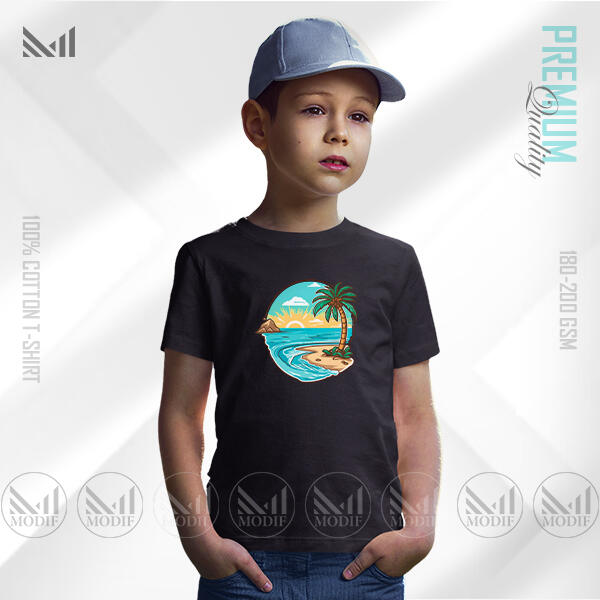 Sea Beach Kids Graphic T-Shirt Made With Premium Cotton Unisex Round Neck Short Sleeve