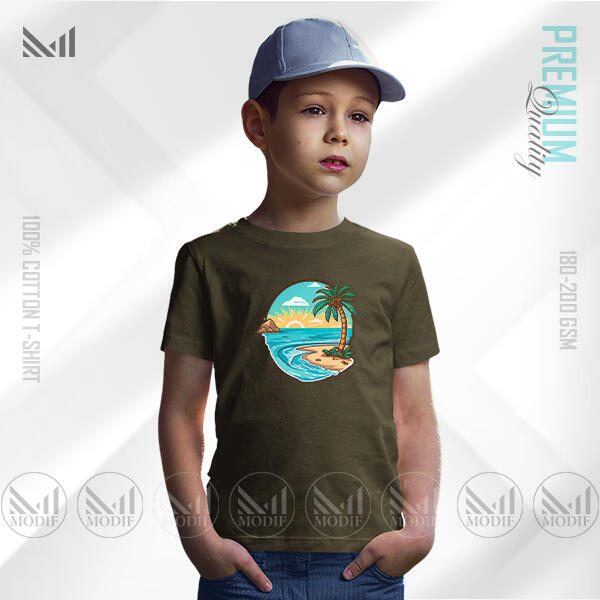 Sea Beach Kids Graphic T-Shirt Made With Premium Cotton Unisex Round Neck Short Sleeve