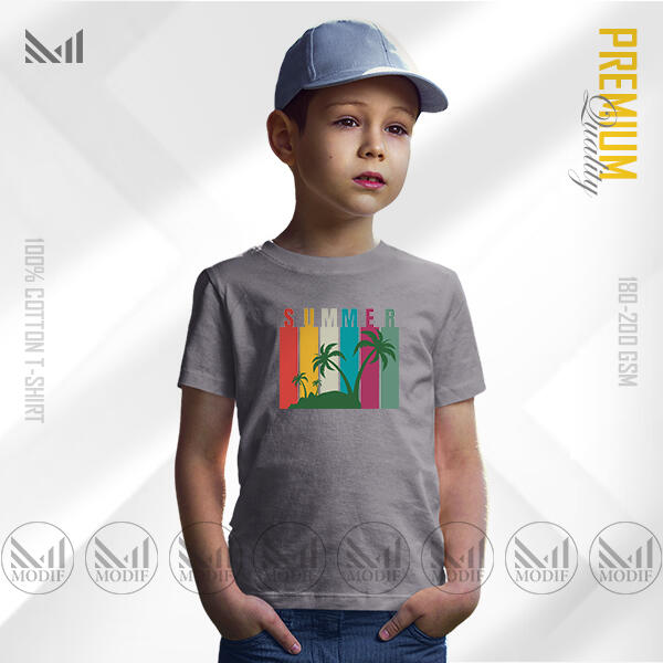 Summer Kids Graphic T-Shirt Made With Premium Cotton Unisex Round Neck Short Sleeve