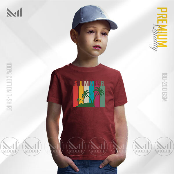 Summer Kids Graphic T-Shirt Made With Premium Cotton Unisex Round Neck Short Sleeve