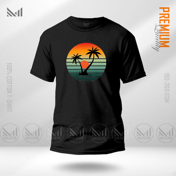 Sun Set Adult Graphic T-Shirt Made With Premium Cotton Unisex Round Neck Short Sleeve