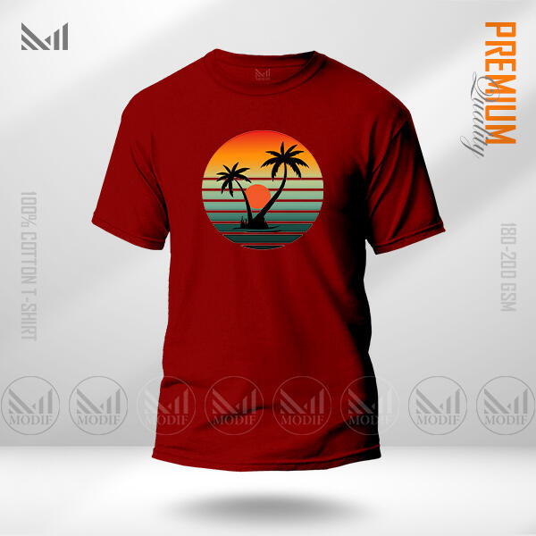 Sun Set Adult Graphic T-Shirt Made With Premium Cotton Unisex Round Neck Short Sleeve