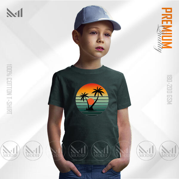 Sun Set Kids Graphic T-Shirt Made With Premium Cotton Unisex Round Neck Short Sleeve