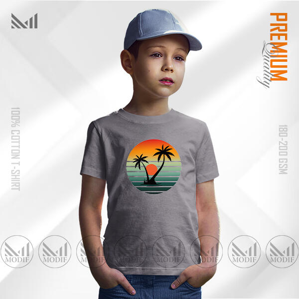 Sun Set Kids Graphic T-Shirt Made With Premium Cotton Unisex Round Neck Short Sleeve