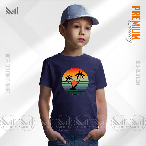 Sun Set Kids Graphic T-Shirt Made With Premium Cotton Unisex Round Neck Short Sleeve