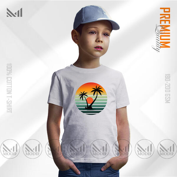 Sun Set Kids Graphic T-Shirt Made With Premium Cotton Unisex Round Neck Short Sleeve