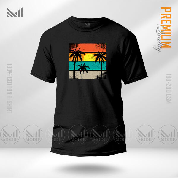 Sun Set Graphic Design T-Shirt Made With Premium Cotton Unisex Round Neck Short Sleeve