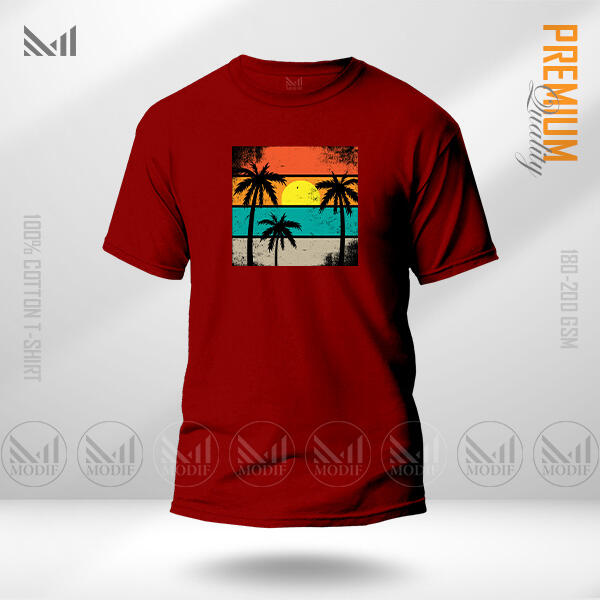 Sun Set Graphic Design T-Shirt Made With Premium Cotton Unisex Round Neck Short Sleeve