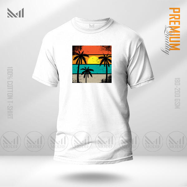 Sun Set Graphic Design T-Shirt Made With Premium Cotton Unisex Round Neck Short Sleeve