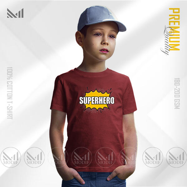 Superhero Kids Graphic T-Shirt Made With Premium Cotton Unisex Round Neck Short Sleeve