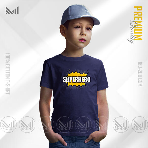 Superhero Kids Graphic T-Shirt Made With Premium Cotton Unisex Round Neck Short Sleeve