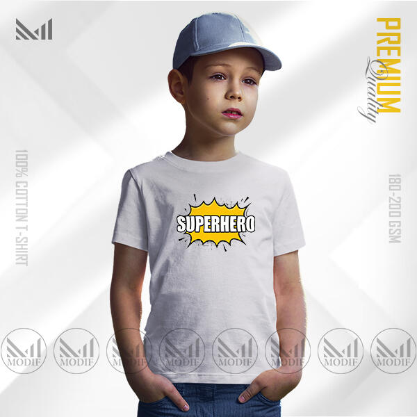 Superhero Kids Graphic T-Shirt Made With Premium Cotton Unisex Round Neck Short Sleeve