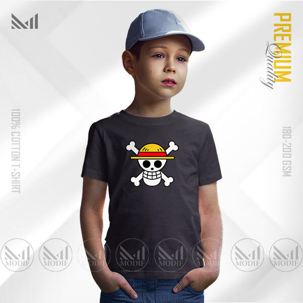 Mugiwara Flag Kids Graphic T-Shirt Made With Premium Cotton Unisex Round Neck Short Sleeve