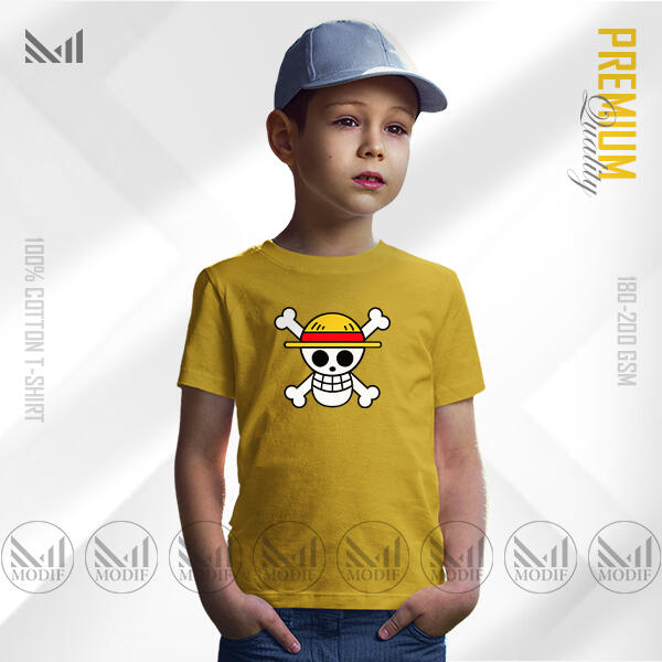 Mugiwara Flag Kids Graphic T-Shirt Made With Premium Cotton Unisex Round Neck Short Sleeve