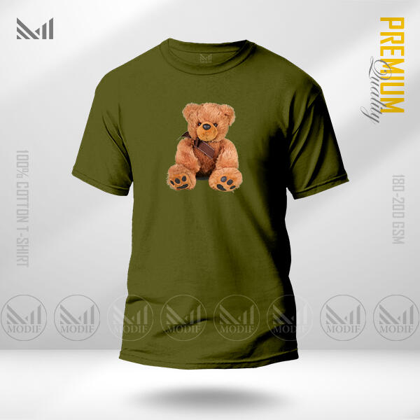 Teddy Bear Graphic T-Shirt Made With Premium Cotton Unisex Round Neck Short Sleeve