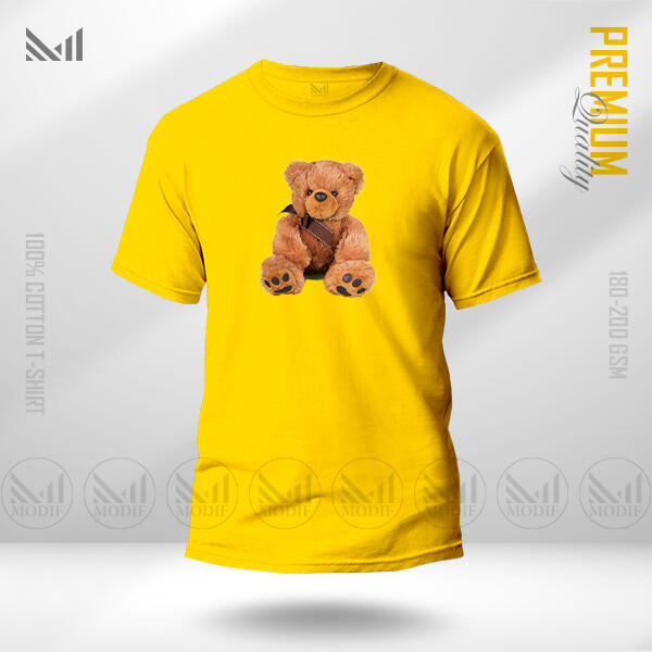 Teddy Bear Graphic T-Shirt Made With Premium Cotton Unisex Round Neck Short Sleeve