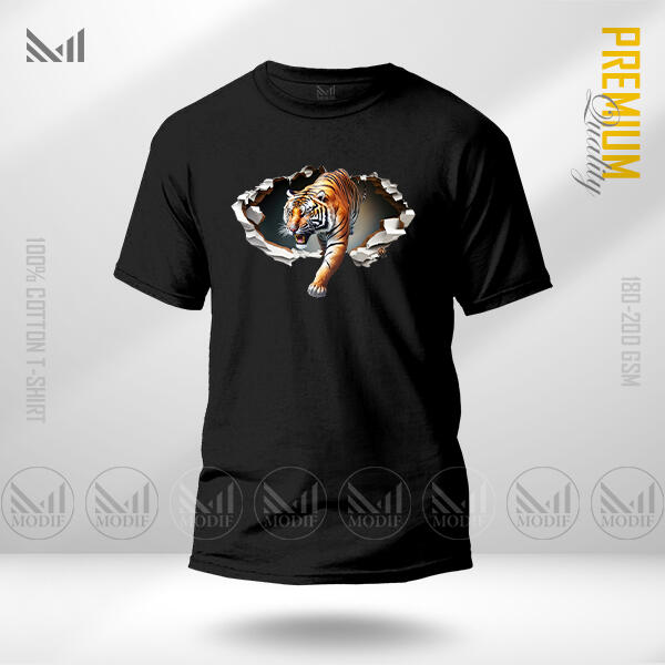 Tiger Graphic T-Shirt Made With Premium Cotton Unisex Round Neck Short Sleeve