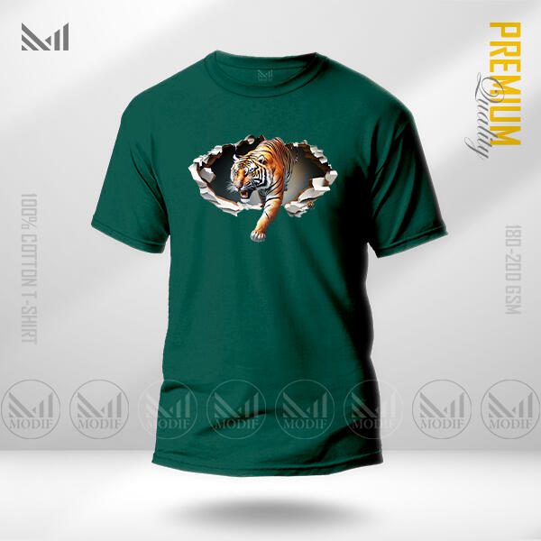 Tiger Graphic T-Shirt Made With Premium Cotton Unisex Round Neck Short Sleeve