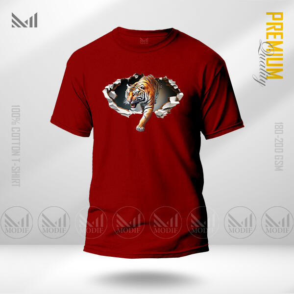 Tiger Graphic T-Shirt Made With Premium Cotton Unisex Round Neck Short Sleeve