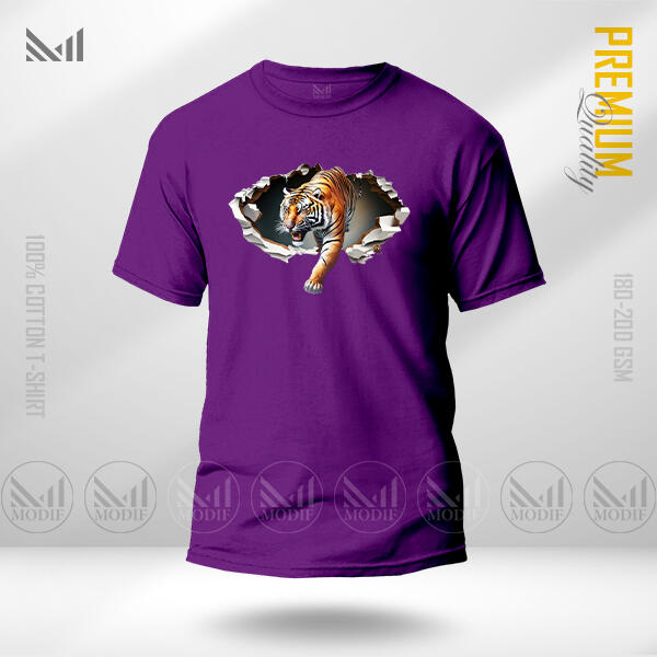 Tiger Graphic T-Shirt Made With Premium Cotton Unisex Round Neck Short Sleeve