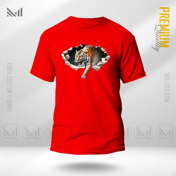 Tiger Graphic T-Shirt Made With Premium Cotton Unisex Round Neck Short Sleeve