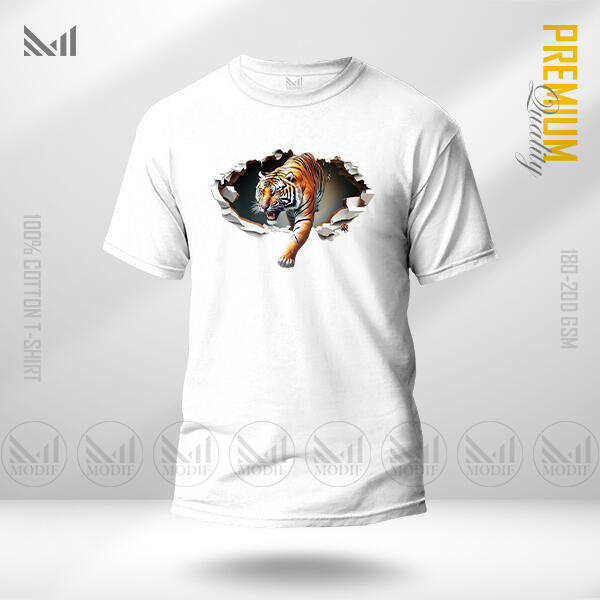 Tiger Graphic T-Shirt Made With Premium Cotton Unisex Round Neck Short Sleeve