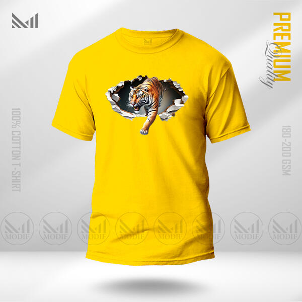 Tiger Graphic T-Shirt Made With Premium Cotton Unisex Round Neck Short Sleeve