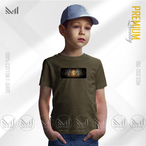 Tiger Eye Kids Graphic Design Premium Cotton T-Shirt Round Neck Short Sleeve