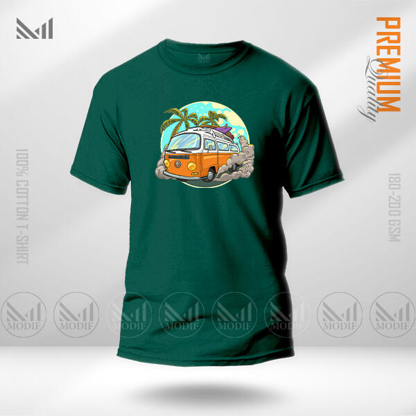 Vintage Bus Graphic  T-Shirt Made With Premium Cotton Unisex Round Neck Short Sleeve