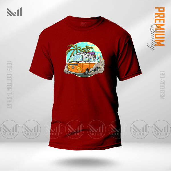 Vintage Bus Graphic  T-Shirt Made With Premium Cotton Unisex Round Neck Short Sleeve
