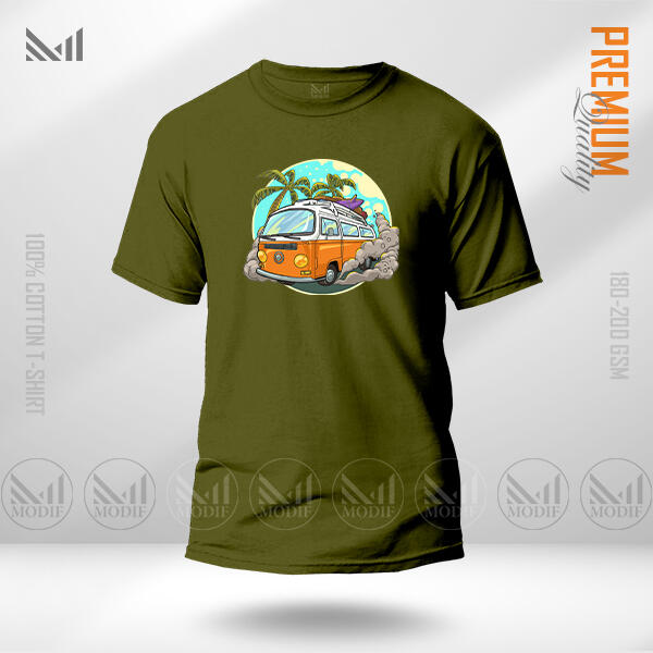Vintage Bus Graphic  T-Shirt Made With Premium Cotton Unisex Round Neck Short Sleeve
