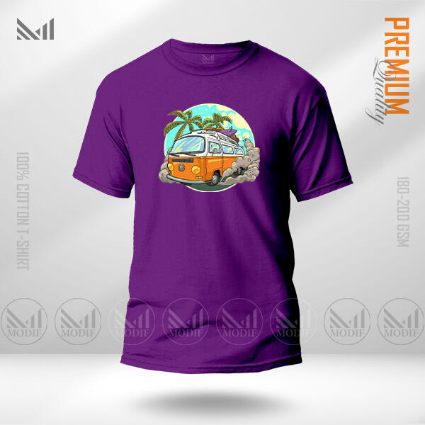 Vintage Bus Graphic  T-Shirt Made With Premium Cotton Unisex Round Neck Short Sleeve