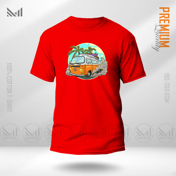 Vintage Bus Graphic  T-Shirt Made With Premium Cotton Unisex Round Neck Short Sleeve