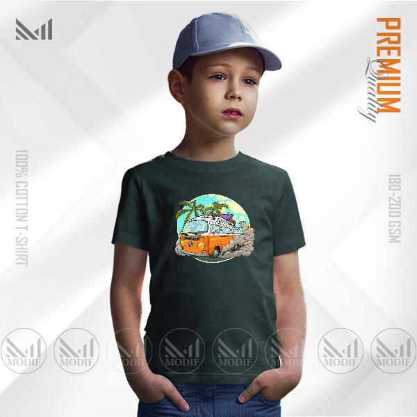 Vintage Bus Kids Graphic  T-Shirt Made With Premium Cotton Unisex Round Neck Short Sleeve