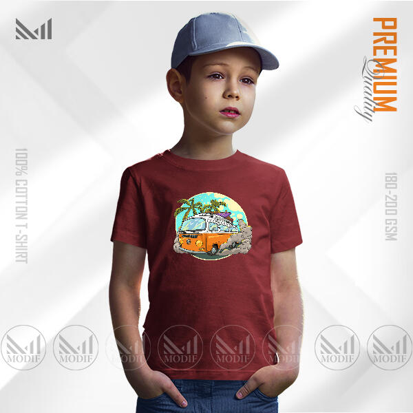 Vintage Bus Kids Graphic  T-Shirt Made With Premium Cotton Unisex Round Neck Short Sleeve