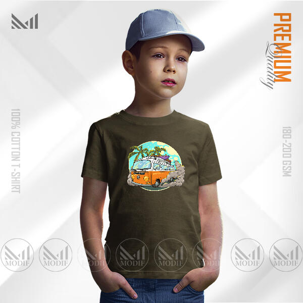 Vintage Bus Kids Graphic  T-Shirt Made With Premium Cotton Unisex Round Neck Short Sleeve