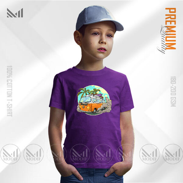 Vintage Bus Kids Graphic  T-Shirt Made With Premium Cotton Unisex Round Neck Short Sleeve