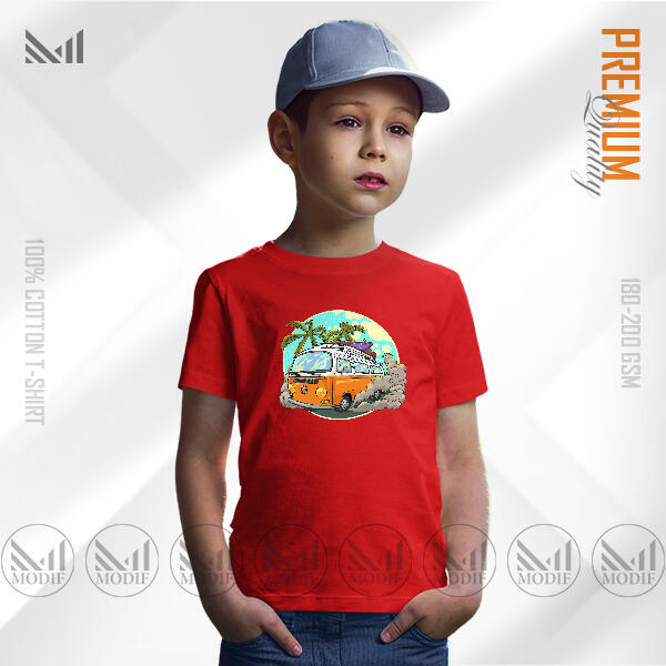 Vintage Bus Kids Graphic  T-Shirt Made With Premium Cotton Unisex Round Neck Short Sleeve