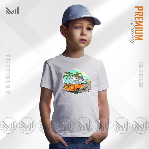 Vintage Bus Kids Graphic  T-Shirt Made With Premium Cotton Unisex Round Neck Short Sleeve