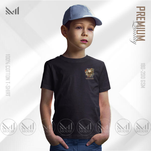 Vintage Kids Classic T-Shirt Made With Premium Cotton Unisex Round Neck Short Sleeve