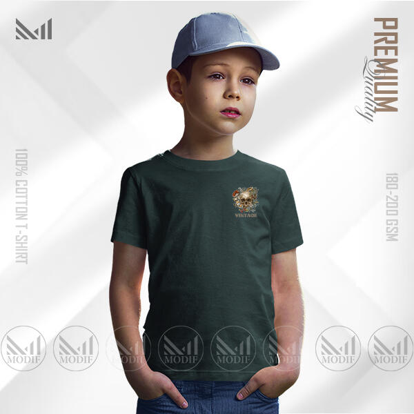 Vintage Kids Classic T-Shirt Made With Premium Cotton Unisex Round Neck Short Sleeve