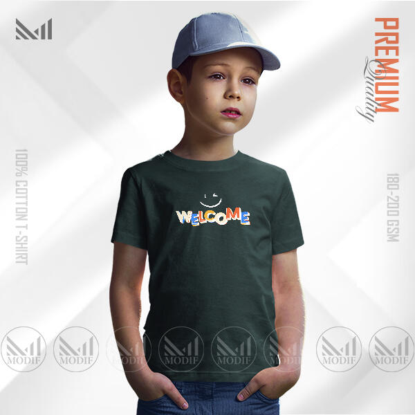 Welcome Kids Graphic T-Shirt Made With Premium Cotton Unisex Round Neck Short Sleeve