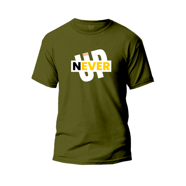 Never Give Up Graphic T-Shirt Made With Premium Cotton Unisex Round Neck Short Sleeve